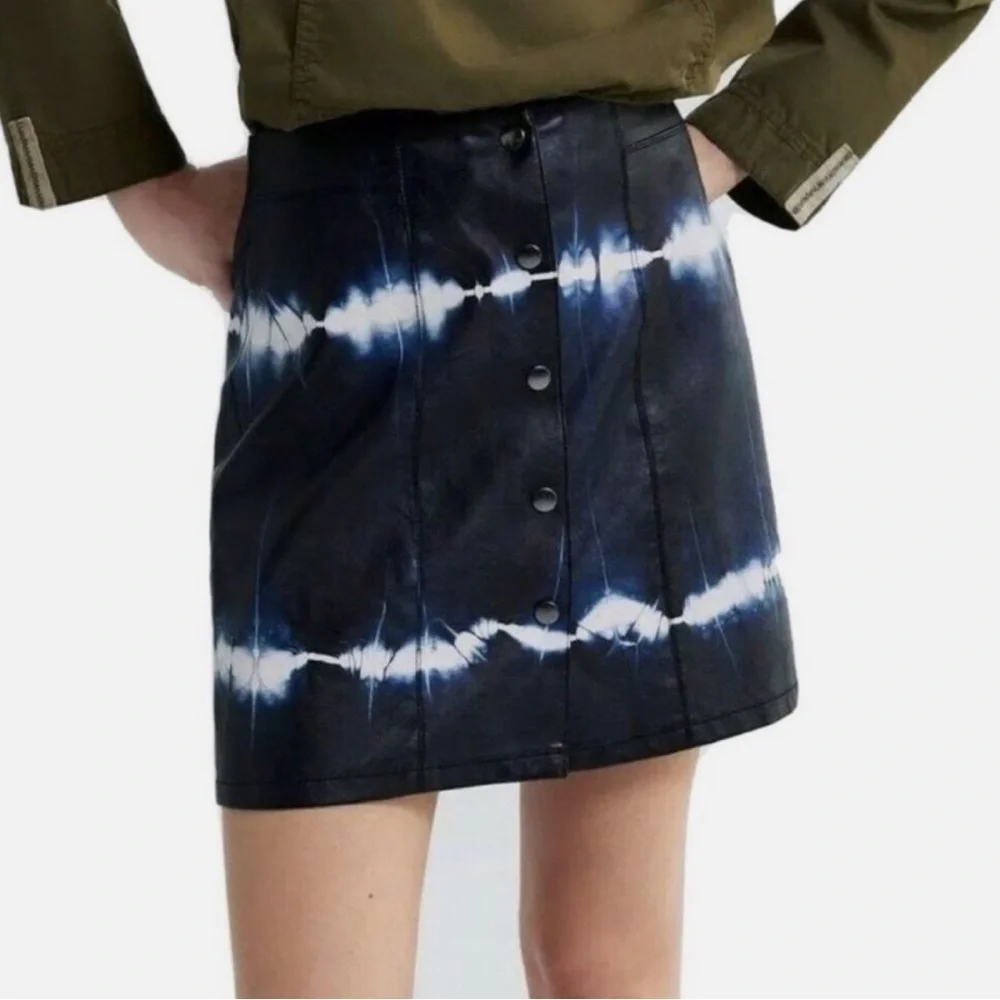 Zara Tie Dye Faux Leather Mini Skirt XS